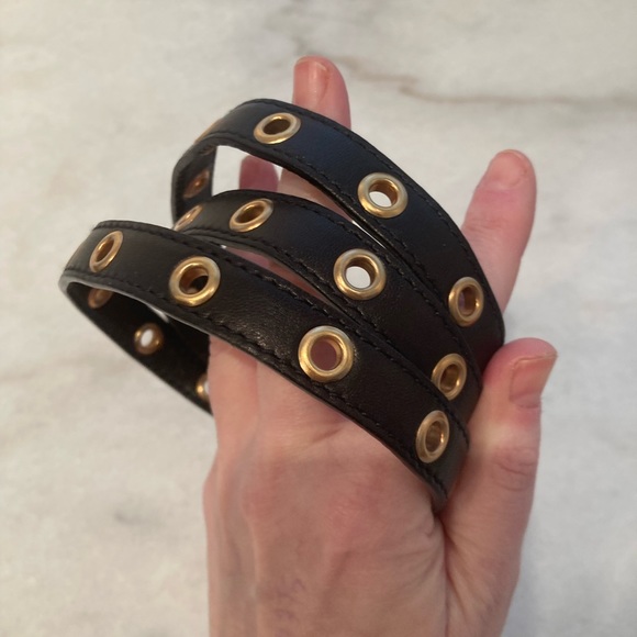 Prada Black Leather Belt with Gold Eyelets main image 7